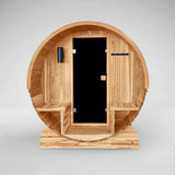 Liatris Rustic Cedar Barrel Sauna with Front Porch Canopy - 5-6 Person