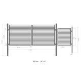Aleko Steel Dual Swing Driveway Gate - MILAN Style - 14 ft with Pedestrian Gate - 5 ft - SET14x4MILD-AP