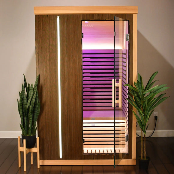 Canadian Hemlock Infrared Sauna – Walnut Finish - 1-2 Person