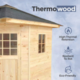 Thermowood Wet Dry Outdoor Sauna with Asphalt Roof - 6 kW UL Certified Heater - 5 Person