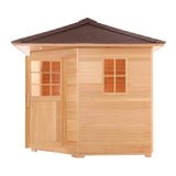 Canadian Hemlock Wet Dry Outdoor Sauna with Asphalt Roof - 8 kW UL Certified Heater - 8 Person
