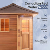Canadian Red Cedar Wet Dry Outdoor Sauna with Asphalt Roof - 8 kW UL Certified Heater - 8 Person