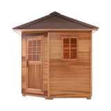 Canadian Red Cedar Wet Dry Outdoor Sauna with Asphalt Roof - 8 kW UL Certified Heater - 8 Person
