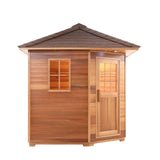 Canadian Red Cedar Wet Dry Outdoor Sauna with Asphalt Roof - 8 kW UL Certified Heater - 8 Person