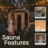 Arnica Rustic Cedar Square Sauna – 6 Person