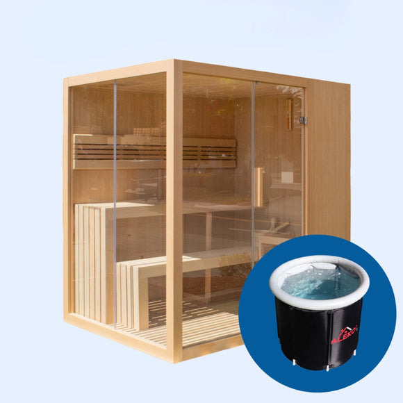 Canadian Hemlock Traditional Indoor Sauna with LED Lights – 4.5 kW UL Certified Heater – 4-6 People