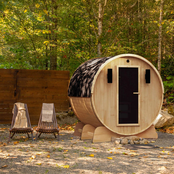 Liatris Red Cedar Barrel Sauna with Panoramic Window - 6-8 Person