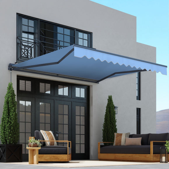 Aleko Moroccan Semi-Cassette Motorized Patio Awning - Sky Blue - 13 x 10 Feet