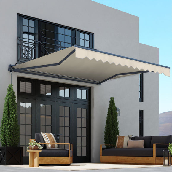 Aleko Moroccan Semi-Cassette Motorized Patio Awning - Ivory Cream - 13 x 10 Feet