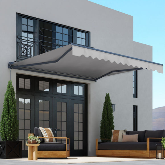 Aleko Moroccan Semi-Cassette Motorized Patio Awning - Silver Gray - 13 x 10 Feet