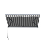 Aleko Moroccan Semi-Cassette Motorized Patio Awning - Seagull Gray & White Striped - 12 x 10 Feet