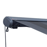 Aleko Italian Full Cassette Motorized Patio Awning with App and Remote Control – Nero/Grigio Black & Gray Striped - 10 x 8 Feet | AF10X8NERGRI-AP