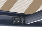 Aleko Italian Full Cassette Motorized Patio Awning with App and Remote Control – Beige/Bianco Striped - 20 x 10 Feet | AF20X10BEIBNC-AP