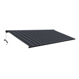 Aleko Italian Full Cassette Motorized Patio Awning with App and Remote Control – Nero/Grigio Black & Gray Striped - 12 x 10 Feet | AF12X10NERGRI-AP