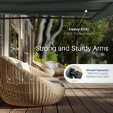 Aleko Moroccan Semi-Cassette Motorized Patio Awning - Forest Green - 13 x 10 Feet