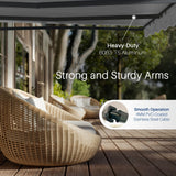 Aleko Moroccan Semi-Cassette Motorized Patio Awning - Silver Gray - 12 x 10 Feet