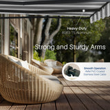 Aleko Moroccan Semi-Cassette Motorized Patio Awning - Seagull Gray & White Striped - 12 x 10 Feet