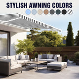 Aleko Retractable White Frame Patio Awning - 12 x 10 Feet - Silver Gray AW-12-10-SG-AP