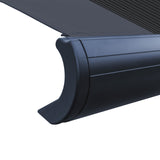 Aleko Italian Full Cassette Motorized Patio Awning with App and Remote Control – Nero/Grigio Black & Gray Striped - 12 x 10 Feet | AF12X10NERGRI-AP