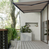 Aleko Italian Full Cassette Motorized Patio Awning with App and Remote Control – Beige/Bianco Striped - 16 x 10 Feet | AF20X10BEIBNC-AP