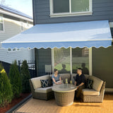 Aleko Retractable White Frame Patio Awning - 12 x 10 Feet - Sky Blue AW-12-10-SB-AP