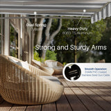 Aleko Caribbean Manual Retractable Patio Awning - Seagull Gray & White Striped - 12 x 10 Feet