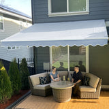 Aleko Retractable White Frame Patio Awning - 12 x 10 Feet - Silver Gray AW-12-10-SG-AP