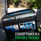DuroMax 15000 Watt Electric Start Dual Fuel Portable Generator XP15000HX