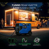 DuroMax 7,000 Watt Portable Tri Fuel Inverter Generator XP7000iHT