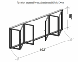 Technical CAD drawing and dimensions for Backyard Bandit 192x96 aluminum bifold door.