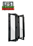 72 x 80 3-panel aluminum folding patio door stacked to the right - heavy duty architectural glass.