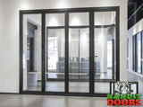 Fully closed view of the Bandit 75 Series Bifold Door 144 x 96 in recycled aluminum, demonstrating energy efficiency and slim frames.