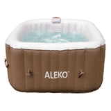 Aleko Square Inflatable Jetted Hot Tub with Cover - 4 Person - 160 Gallon - Brown | IHT-4P-SQR-BRWN-WH-AP