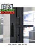 Secure multi-point locking handle with key for aluminum bifold glass doors