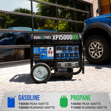 DuroMax 15000 Watt Electric Start Dual Fuel Portable Generator XP15000HX