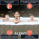 Aleko Square Inflatable Jetted Hot Tub with Cover - 4 Person - 160 Gallon - Brown | IHT-4P-SQR-BRWN-WH-AP