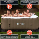 Aleko Square Inflatable Jetted Hot Tub with Cover - 6 Person - 250 Gallon - Brown and White | IHT-6P-SQR-BRWN-WH-AP