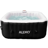 Aleko Square Inflatable Jetted Hot Tub with Cover - 4 Person - 160 Gallon - Black and White | IHT-4P-SQR-BLK-WH-AP