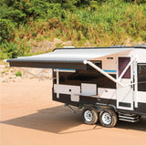 Aleko Motorized Retractable RV Awning - 12 x 8 Feet - Black Striped