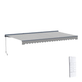 Aleko Moroccan Semi-Cassette Motorized Patio Awning - Silver Gray - 20 x 10 Feet
