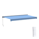 Aleko Moroccan Semi-Cassette Motorized Patio Awning - Sky Blue - 20 x 10 Feet