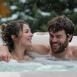Round Inflatable Jetted Hot Tub with Cover - 6 Person - 265 Gallon - Black and White | IHT-6P-RND-BLK-WH-AP