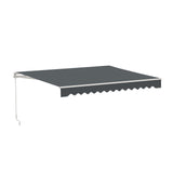 Aleko Caribbean Manual Retractable Patio Awning - Charcoal Gray - 12 x 10 Feet