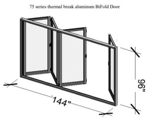 Eris Home Aluminum BiFold Door – 144″ x 96″ Outswing (1R3L) BFO-14496-1R3L