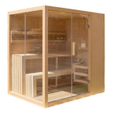 Aleko Canadian Hemlock Indoor Wet Dry Sauna with LED Lights - 4.5 kW UL Certified Heater - 4-6 Person STHE4INNY-AP