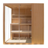 Aleko Canadian Hemlock Indoor Wet Dry Sauna with LED Lights - 4.5 kW UL Certified Heater - 4-6 Person STHE4INNY-AP