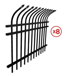 Aleko 8-Panel Steel Fence Kit – Curved Top Style – 8x6 ft. Each