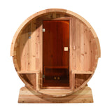 Aleko Outdoor Rustic Cedar Barrel Steam Sauna - Front Porch Canopy - UL Certified - 4 Person SB4CED-AP