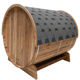 Aleko Outdoor Rustic Cedar Barrel Steam Sauna - Front Porch Canopy - UL Certified - 4-6 PersonSB6CED-AP