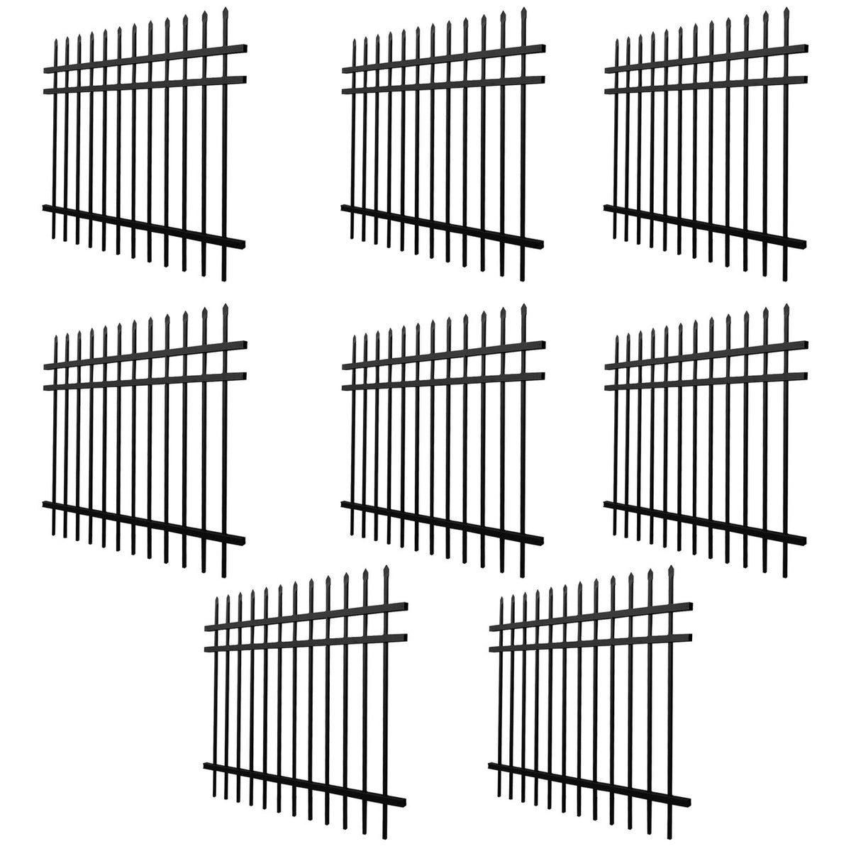 Aleko 8Panel Steel Fence Kit Straight Top Style 8x6 ft. Each